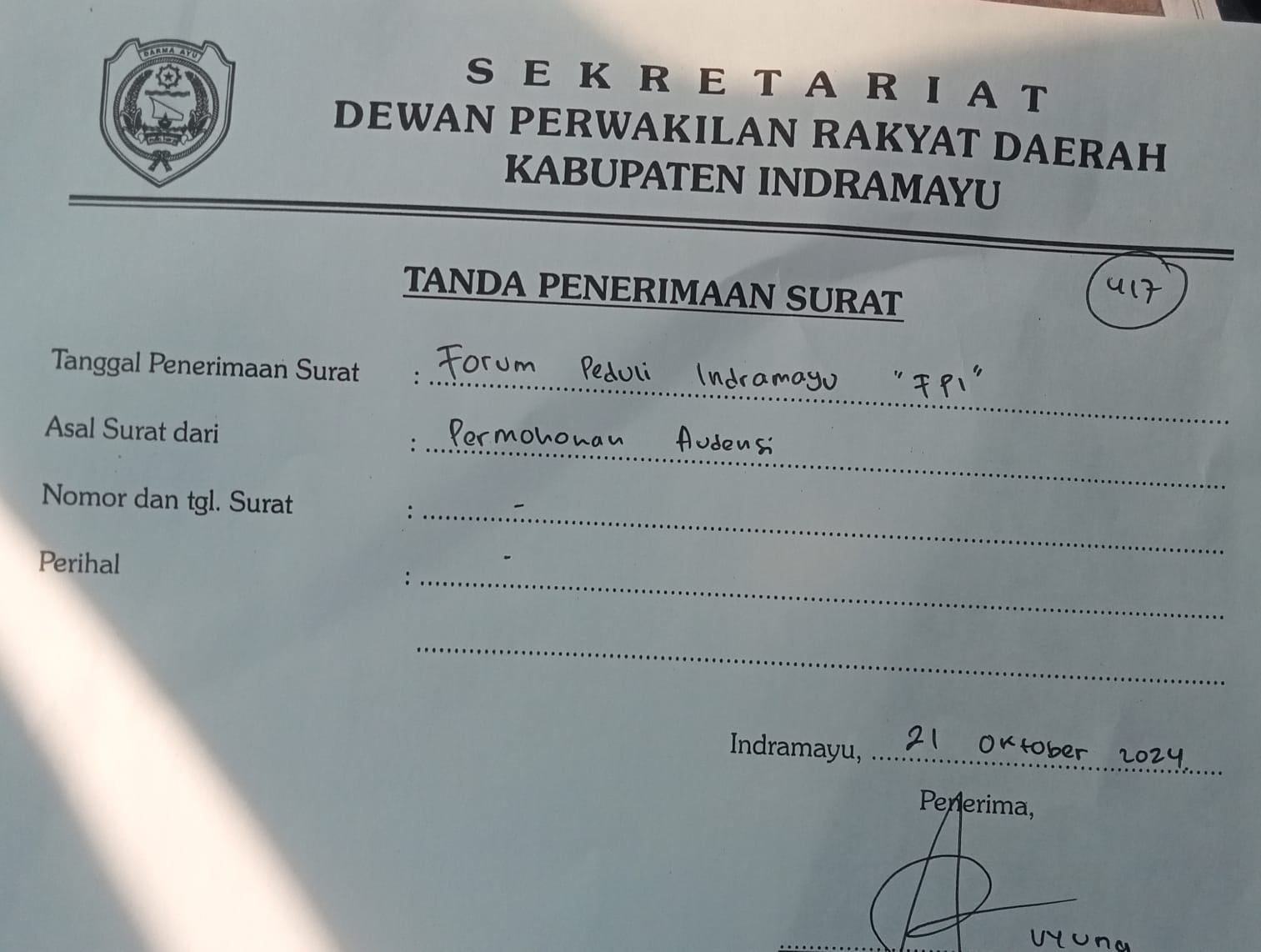 Kasus BPR Karya Remaja Masih Gelap, FPI Minta Audensi dengan DPRD Indramayu. 